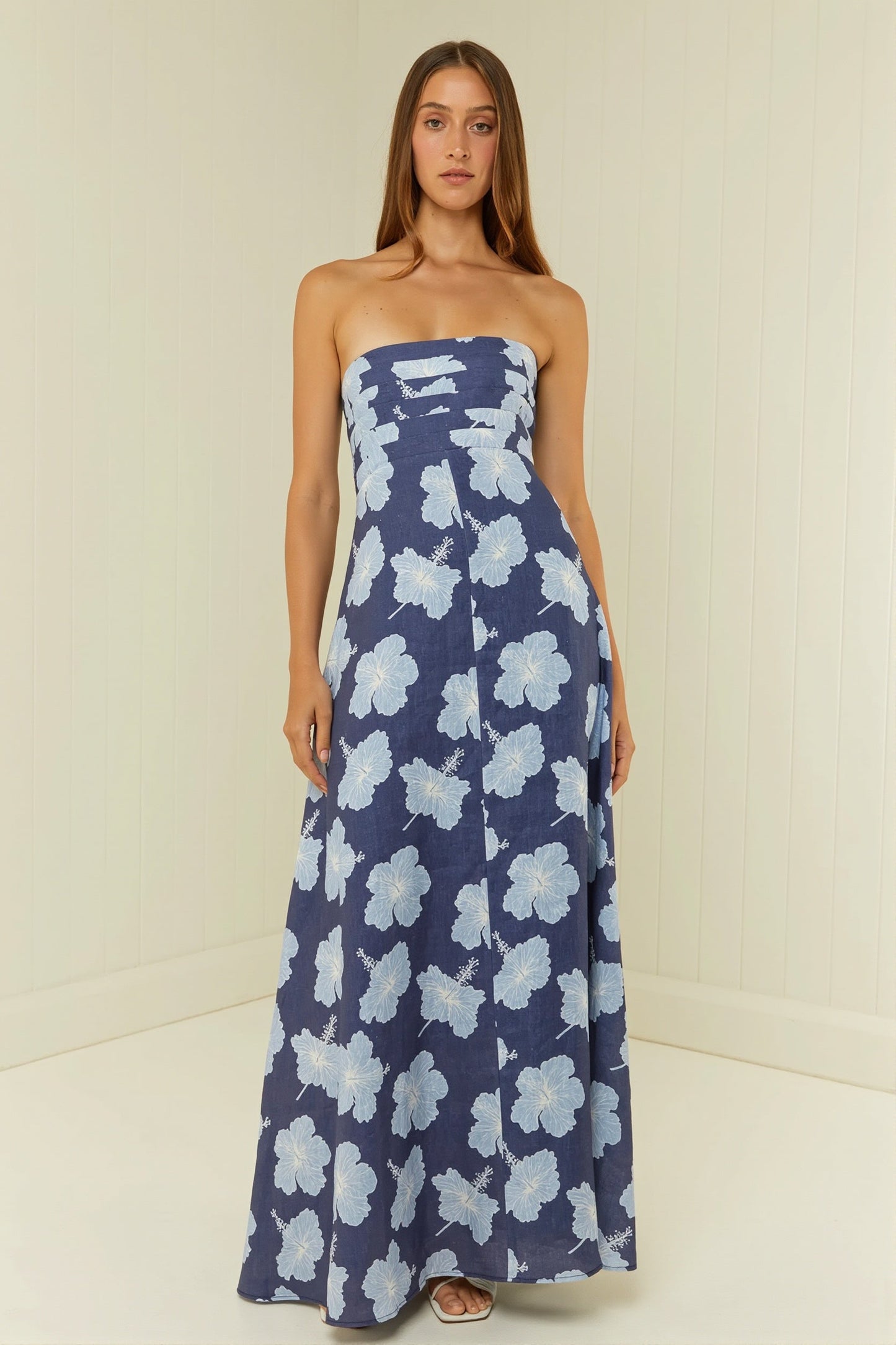 Botanical Graffiti Print Flowy Maxi Dress