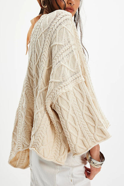 Solid Color Loose-fitting Crew Neck Short Knit Sweater