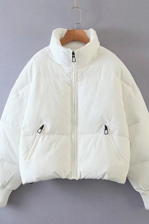 Stand Collar Zipper Pocket Thick Warm Cotton Jacket