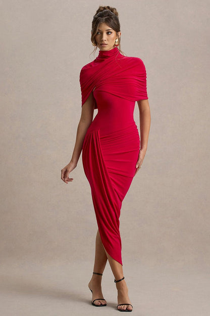 Sexy Slim Ruched Backless Chic Formal Dress
