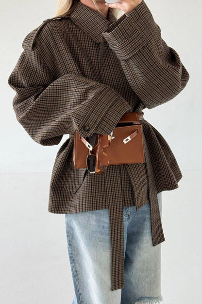 Vintage Houndstooth Demure Designer Coat