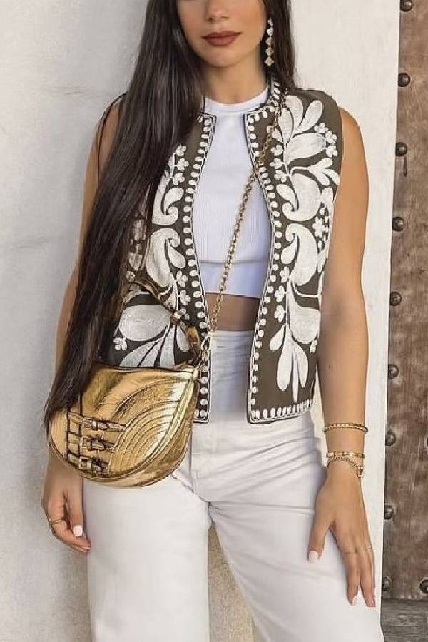 Sleeveless Embroidered Jacket