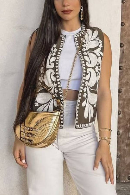 Sleeveless Embroidered Jacket