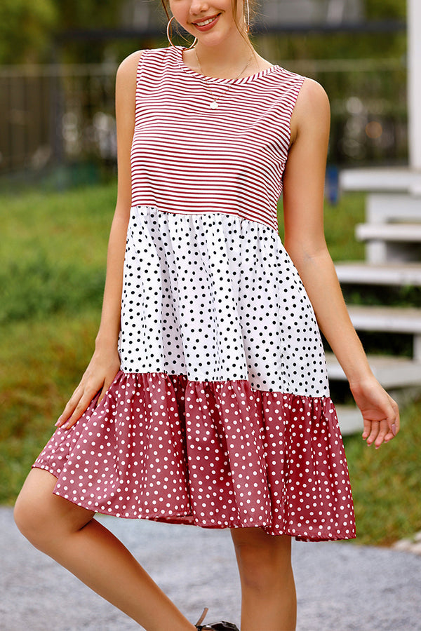 Polka dot mosaic large swing dress
