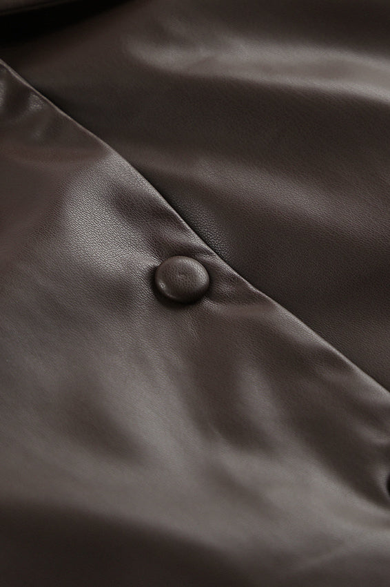 Classic Brown PU Crop Coat