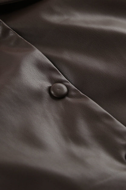 Classic Brown PU Crop Coat