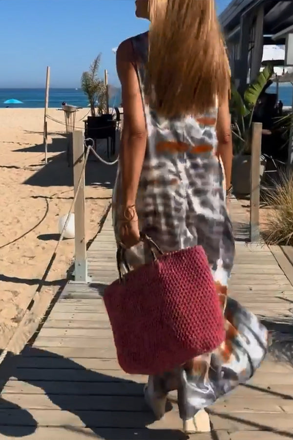 Tie Dye Printing Sleeveless Dress