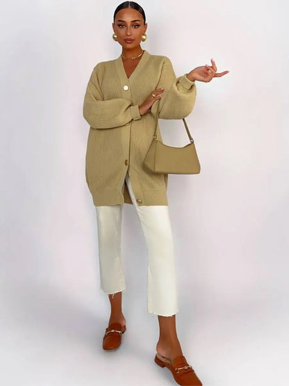 Solid Loose Knit Cardigan