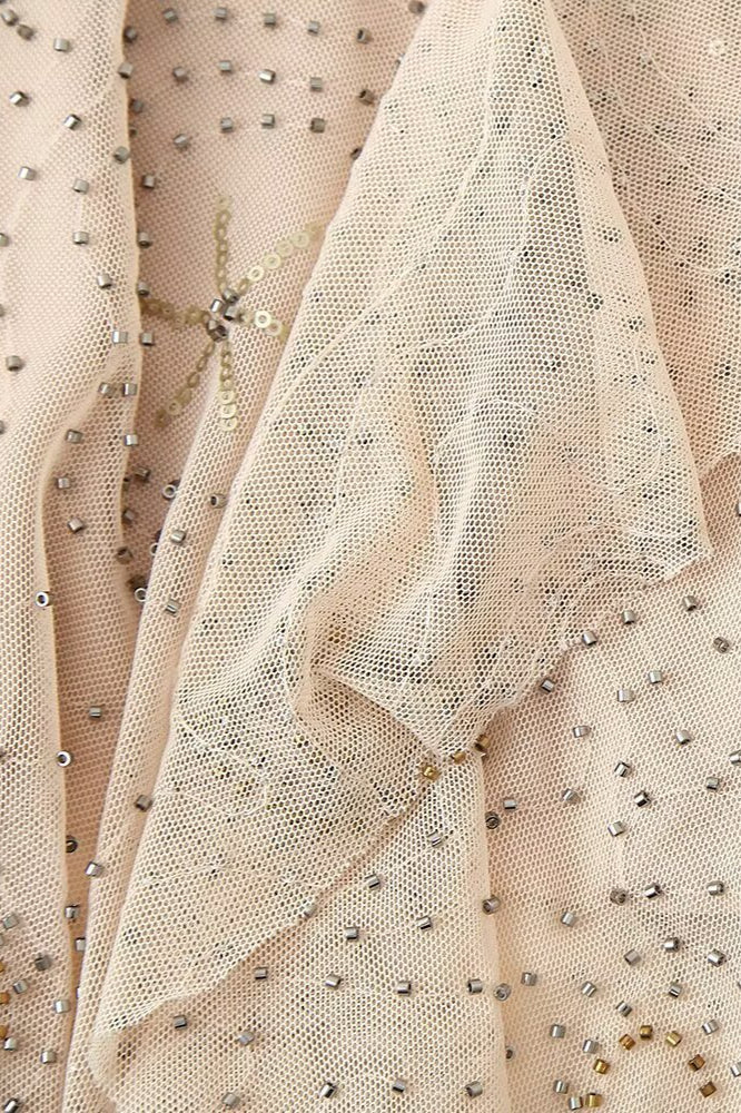 Embellished Sheer Solid Maxi Dress