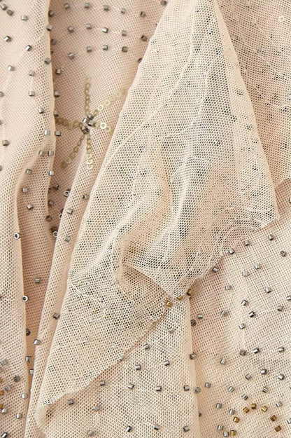 Embellished Sheer Solid Maxi Dress