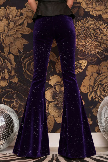 Stylish Velvet High-waisted Draped Casual Flared Pants