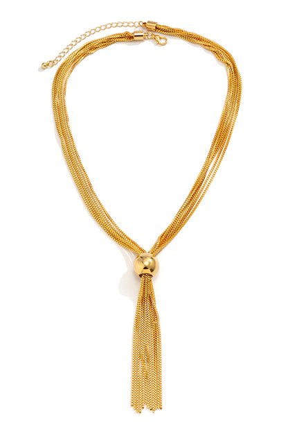 Geometric Ball Multi-layer Chain Stacked Simple Necklace