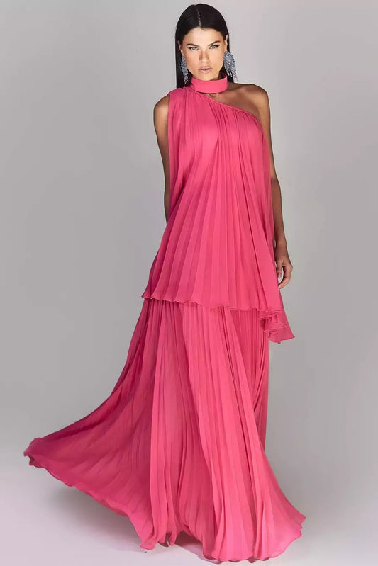 Sylvia Pleated Layered Chiffon Maxi Dress