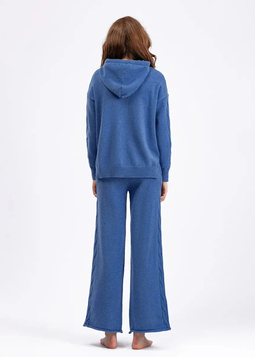 Cozy Cable Knit Hoodie & Pants Lounge Set