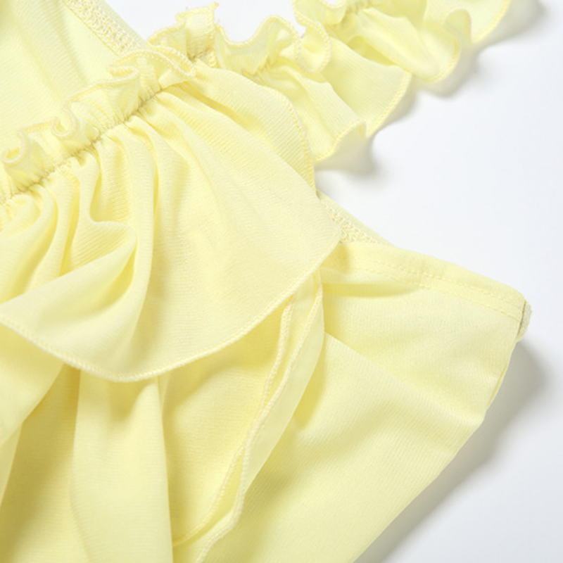 Ruffle v neck halter backless ruched top