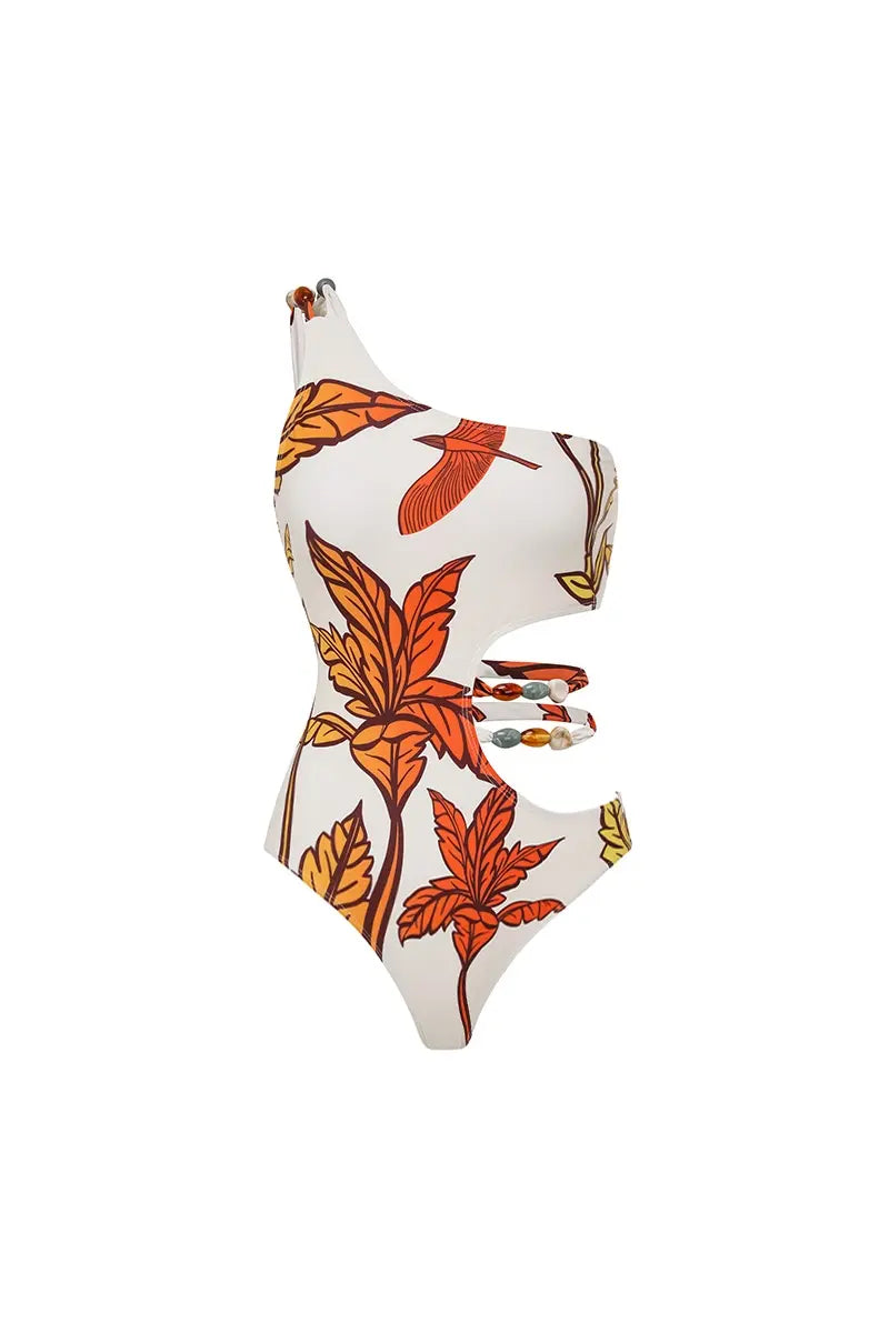 Maple Print Swimsuit Set Trio