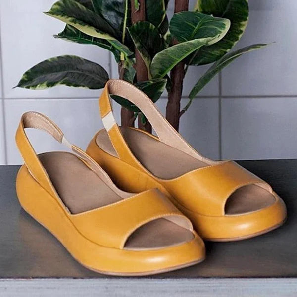 Women's Open-Toe Comfort Sandals – Synthetic Leather Summer Slides