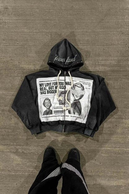 Color Block Rhinestone Street Hoodie