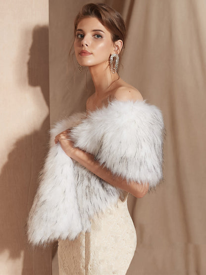 Wedding Cape Faux Fur Shawl Wrap Bridal Winter Warm Cover Ups