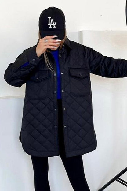 Oversized Longline Diamond Quilted Puffer Jacket