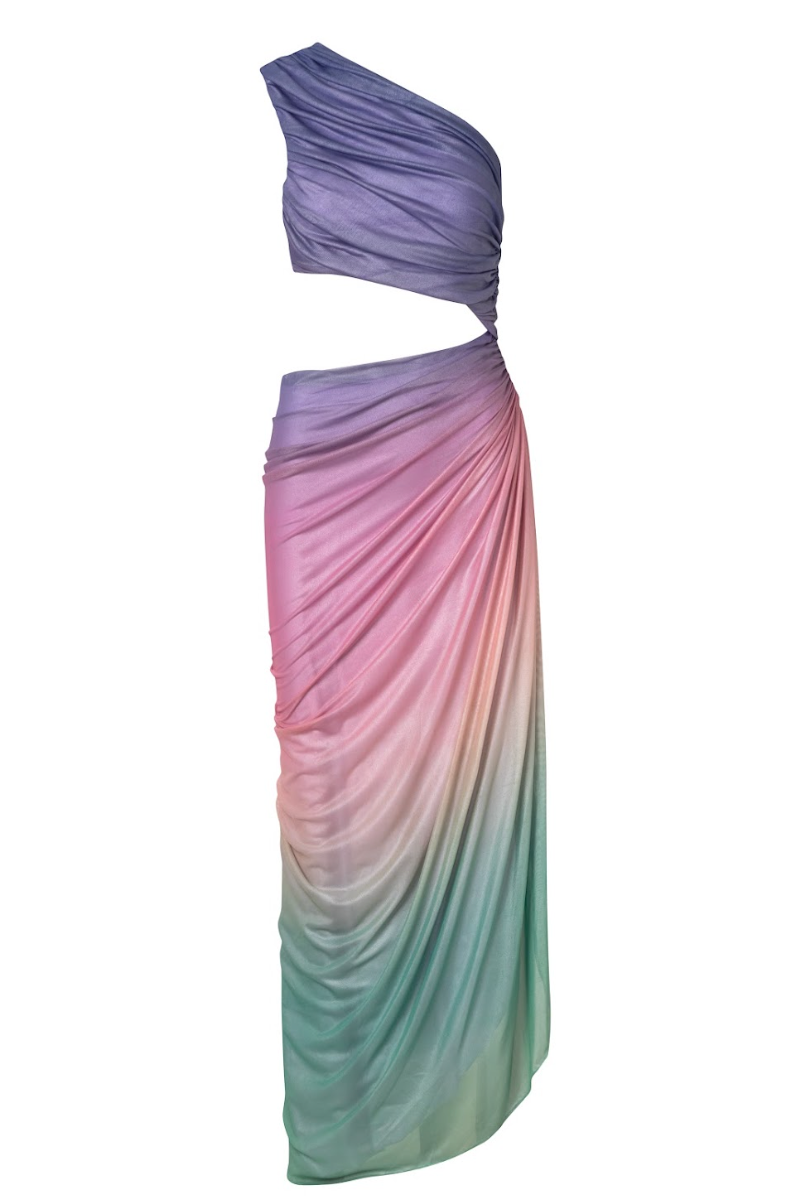 Yvonne One Shoulder Draped Cutout Maxi Dress