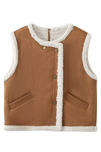 New fur-integrated lamb wool fashionable and versatile vest