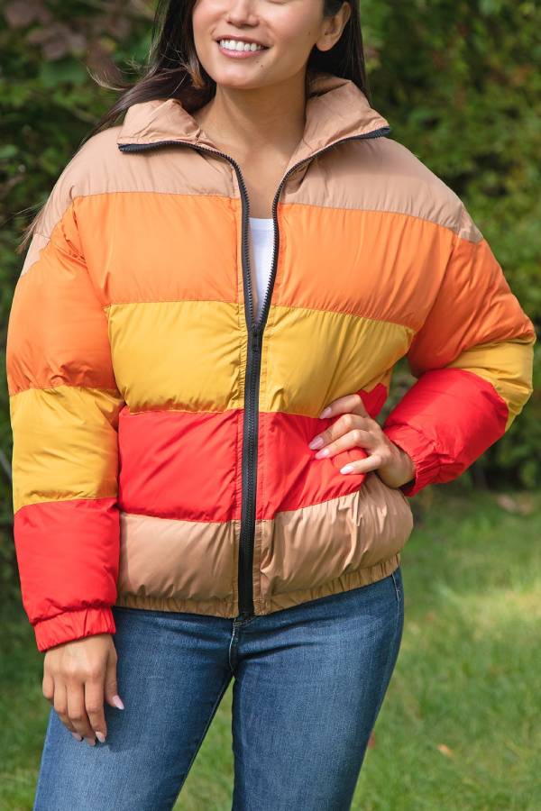 Morning Sun Color Block Puffer Jacket