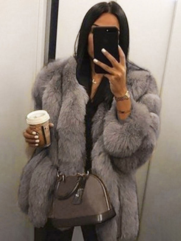 Plush Faux Fur Coat Crew Neck Winter Eco-friendly Fur Jacket For Women 2026
