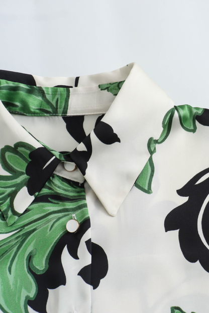 Long Sleeve Belted Waist Shirt-Style Long Dress