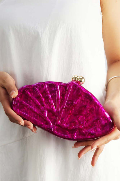 Fashion Acrylic Shell Fan Clutch