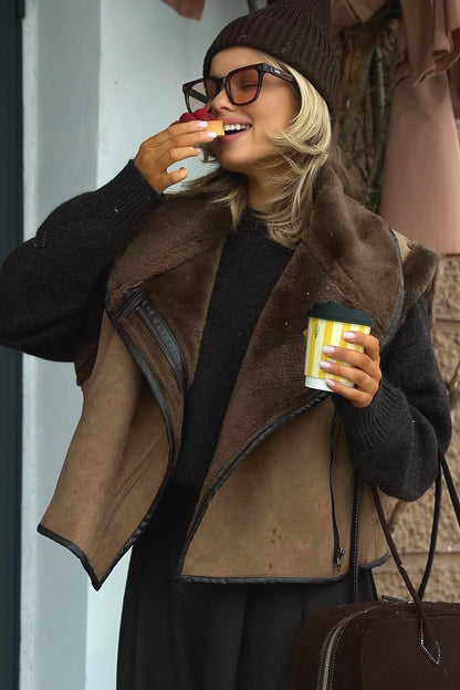 Brown Faux Fur Loose Fit Coat