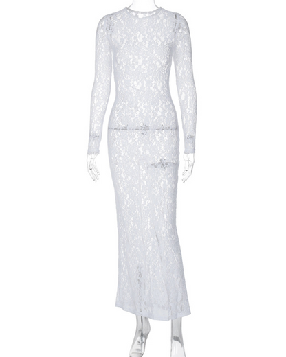 Hollow Lace Maxi Dress