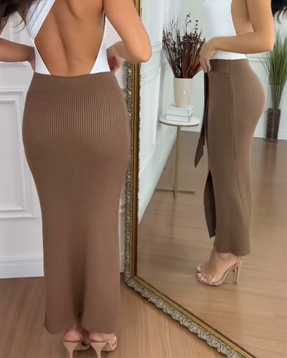 Sexy Knitted Skirt With Split Hips (Pre-Sale)