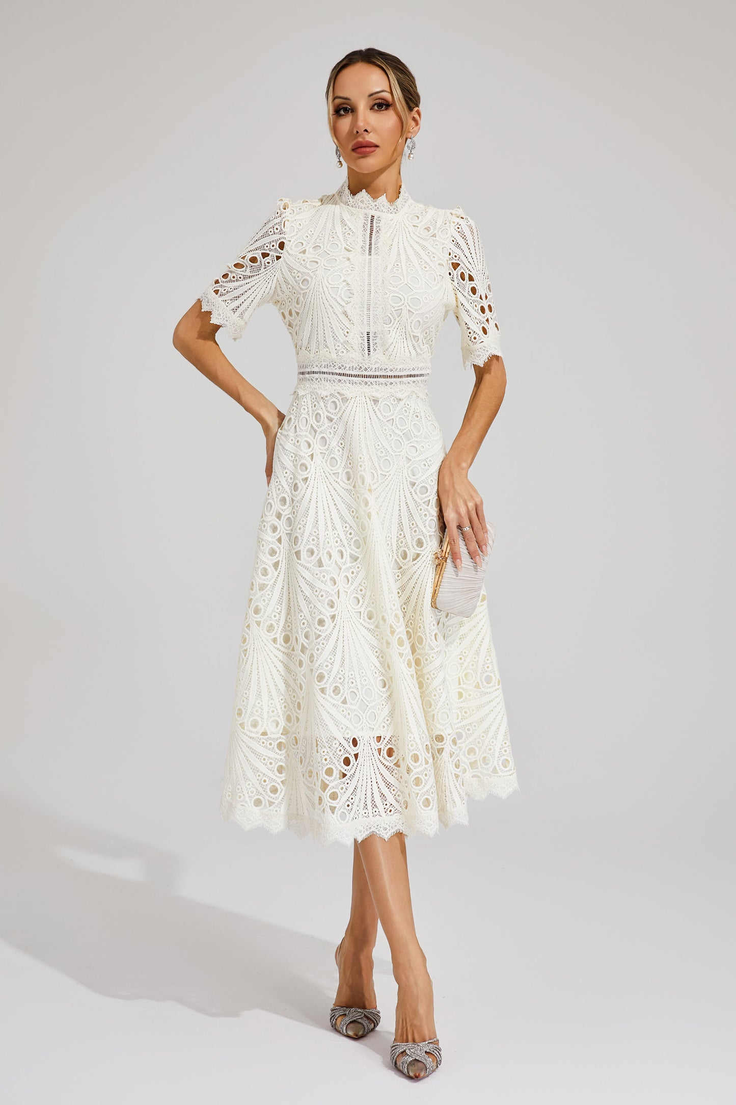 Freeman White Cut Out Midi Dress