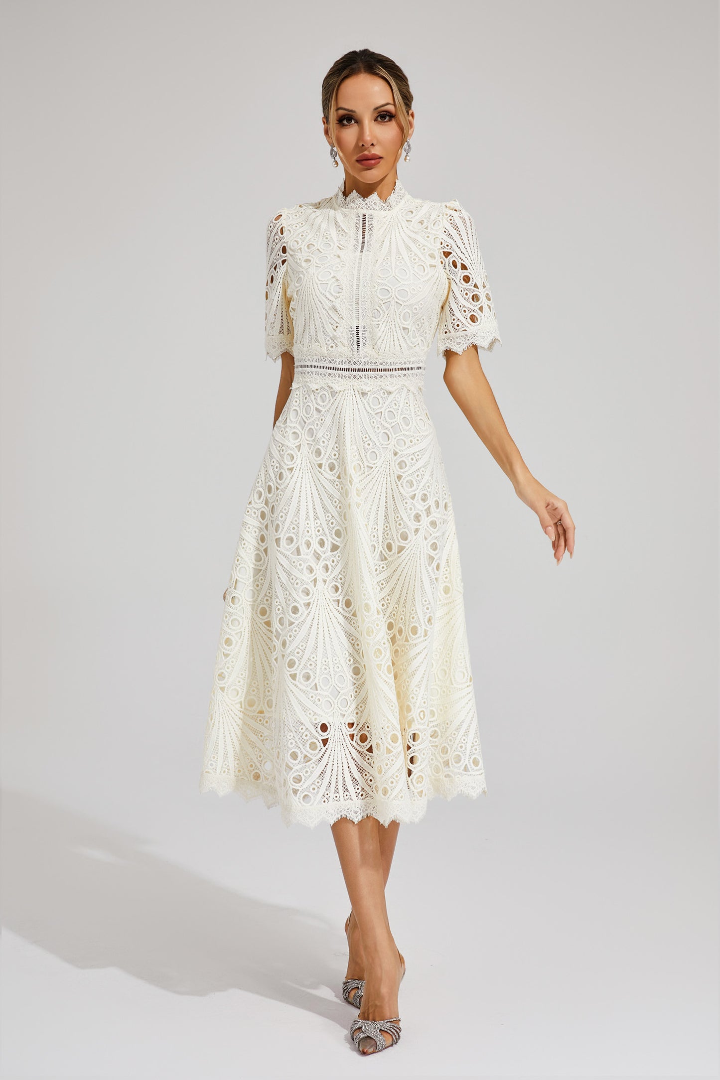 Freeman White Cut Out Midi Dress