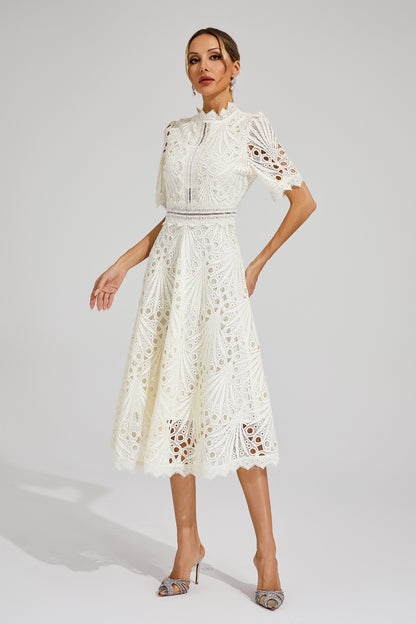 Freeman White Cut Out Midi Dress