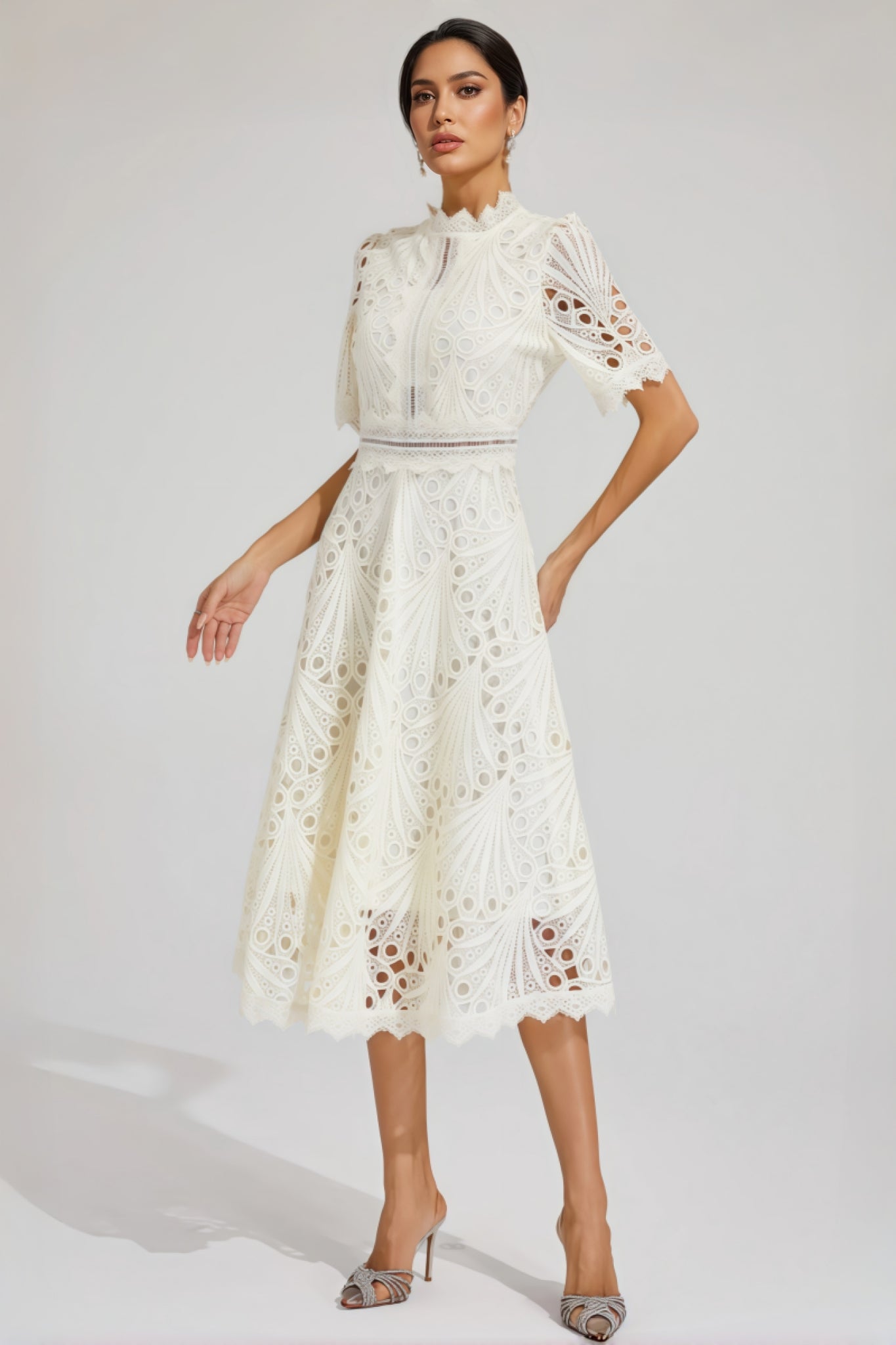 Debors White Cut Out Midi Dress
