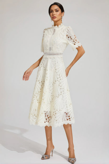 Debors White Cut Out Midi Dress