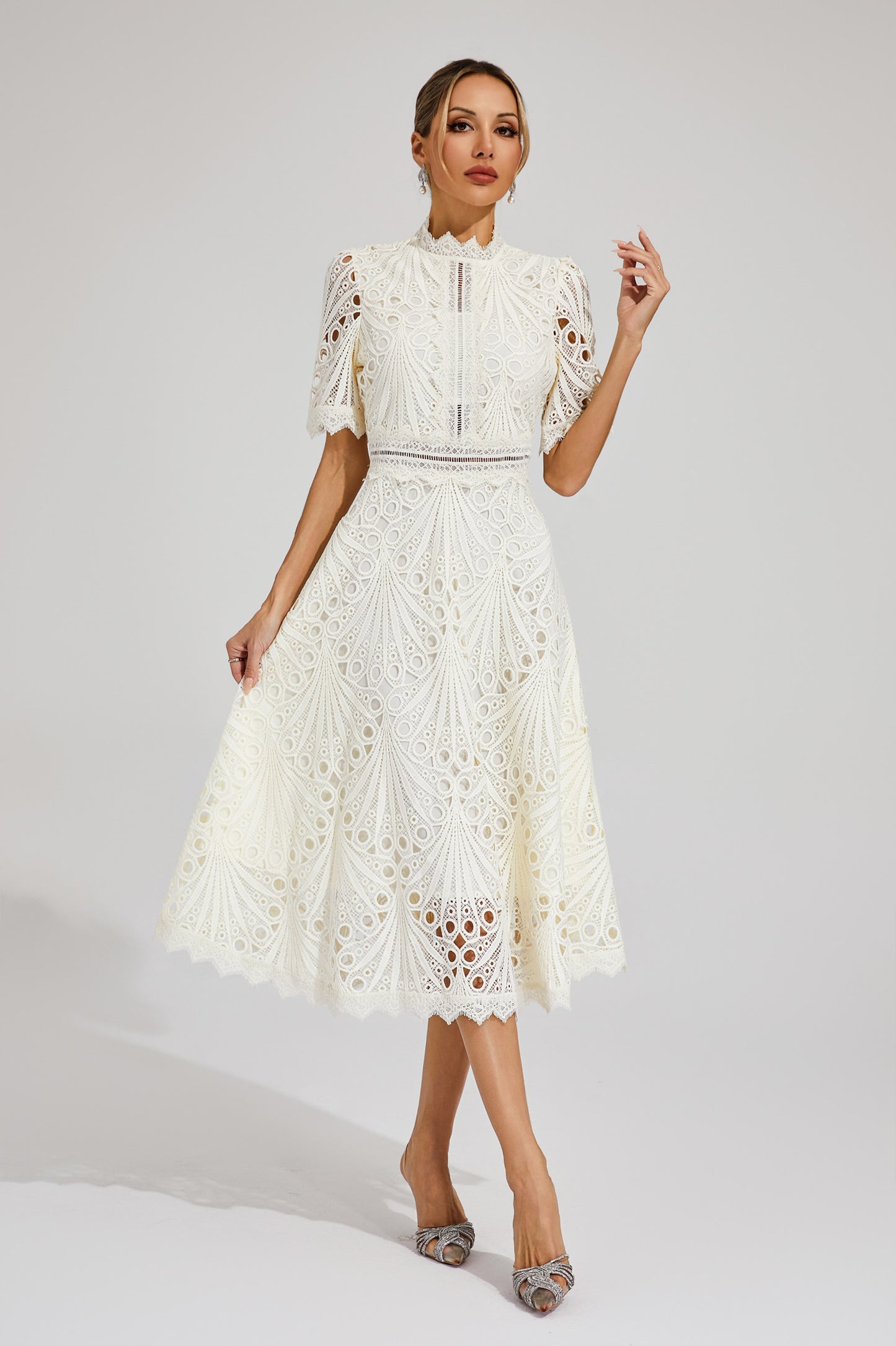 Freeman White Cut Out Midi Dress