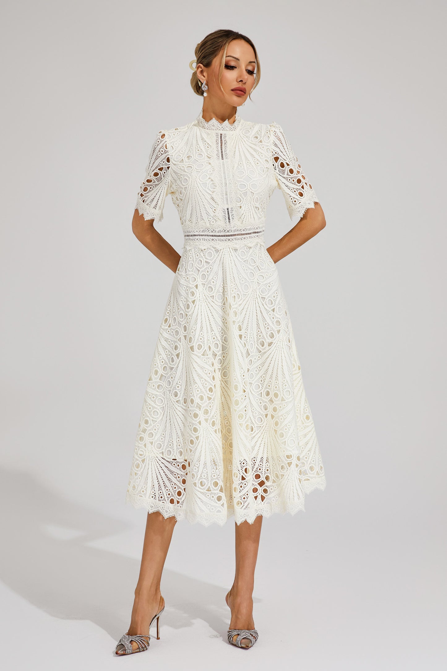 Freeman White Cut Out Midi Dress