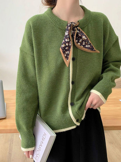 Aurora Vintage Crew Neck Cotton knitted Cardigan