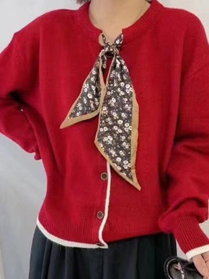 Aurora Vintage Crew Neck Cotton knitted Cardigan