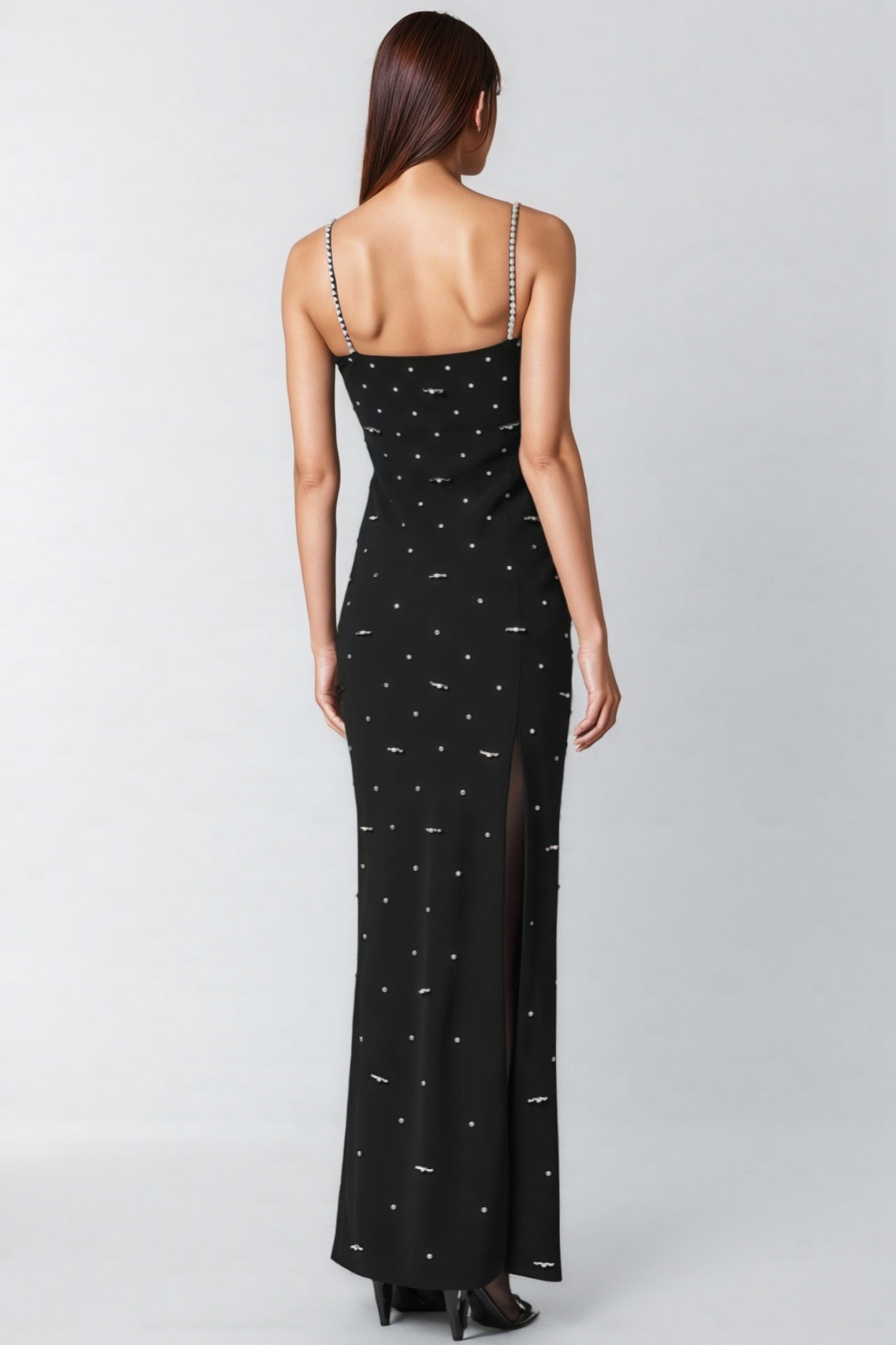 Tavib Beaded Backless Strapless Maxi Dress