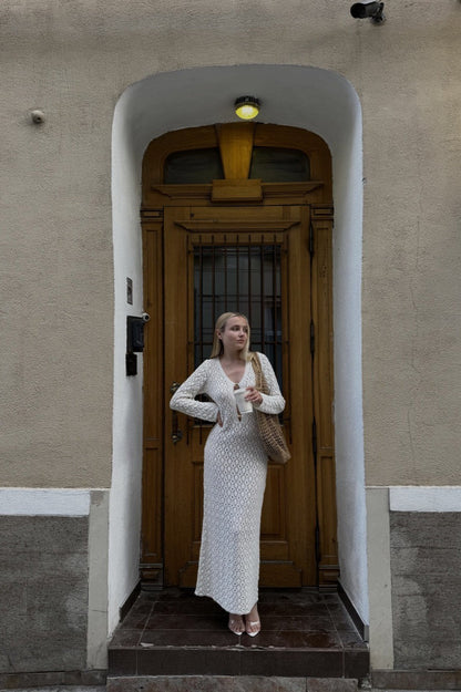Diamond Crochet Knit Maxi Dress
