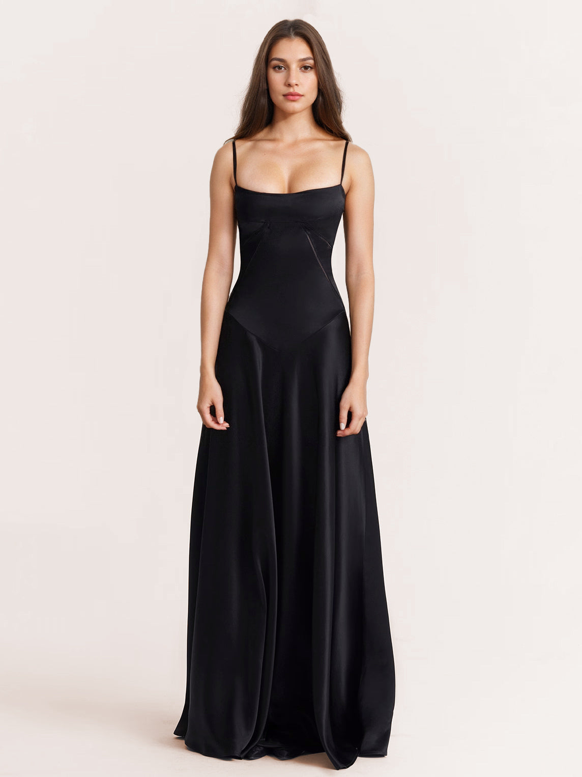 Corest Maxi Dress Adjustable Spaghetti Straps Backless Lace Up Prom Dresses