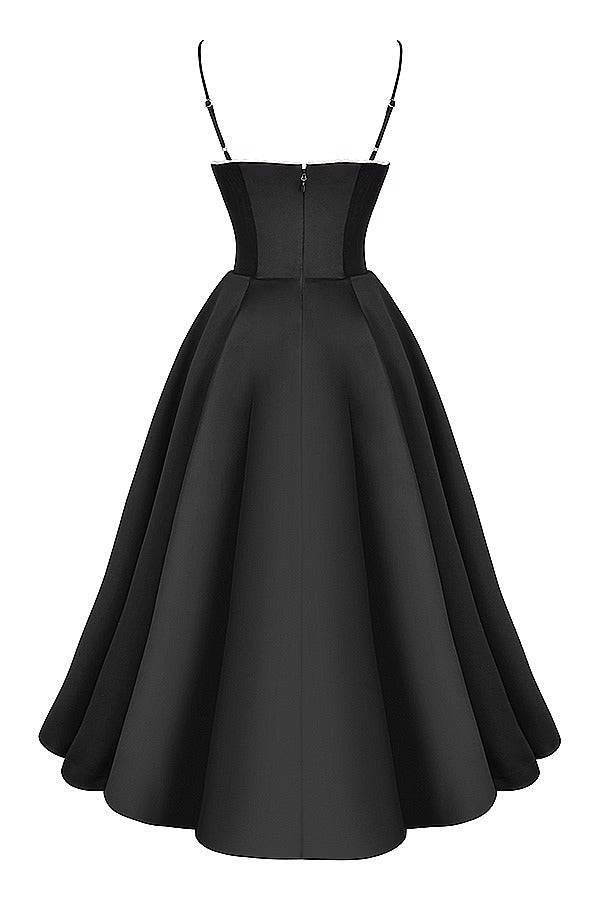 Lace Trim Sweetheart Corset Bodice Tulle Petticoat Fit and Flare Midi Dress