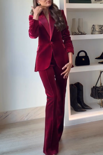 Delicate Daze Velvet High Rise Elastic Waist Flare Pants