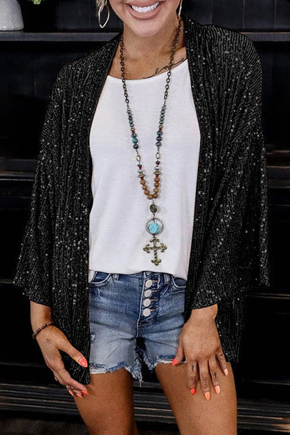 Sequined Plus Size Loose Top Color Jacket