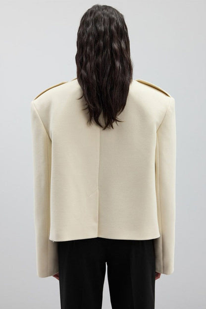 Notch-Lapel Epaulet Wool Blend Loose Coat