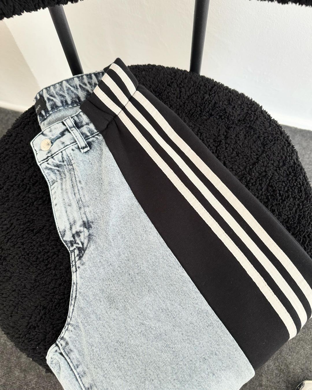 High Waisted Straight Pants Casual Pants Striped Patchwork Jeans